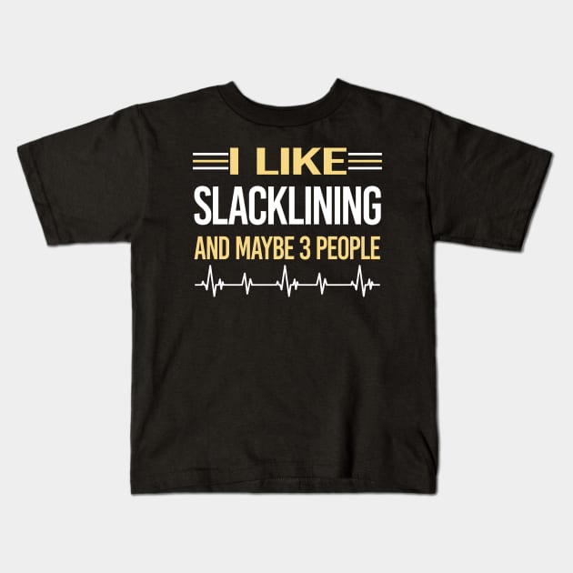 3 People Slacklining Slackline Slackliner Kids T-Shirt by symptomovertake